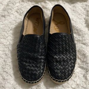 Sam Edelman Catherine Black Leather Platform Espadrilles - Size 8